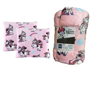 New disneys Minnie mouse Unicorn plush throw blanket and 2 pillows